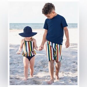 RUGGEDBUTTS Toddler Boys Swim Trunks wAdjustable Waist Stripe 4 Gap Shirt Outfit
